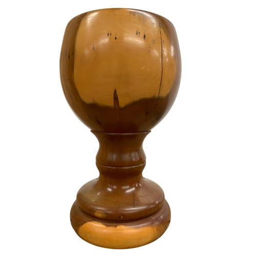 425 - Collection of mixed treen to include a large yew wood goblet with an additional yew wood example and... 