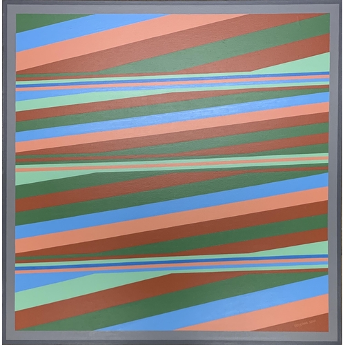 1554 - Roy Osborne (b. 1948) Early Every Morning (Diagonals 13), signed, oil on canvas, 92cm x 92cm, unfram... 