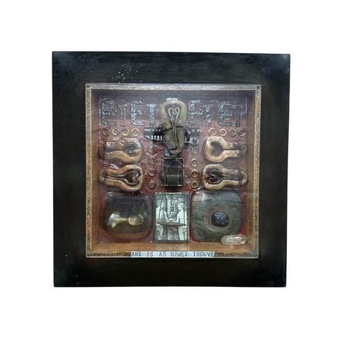 1557 - Derek Carruthers (1935-2021) Art Is An.. Objet Trouve, 3D mixed media in perspex case, each piece fo... 