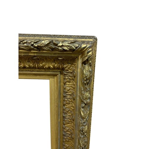 1583 - Very large antique gilt and gesso wooden picture frame, external measurement 113cm x 92cm