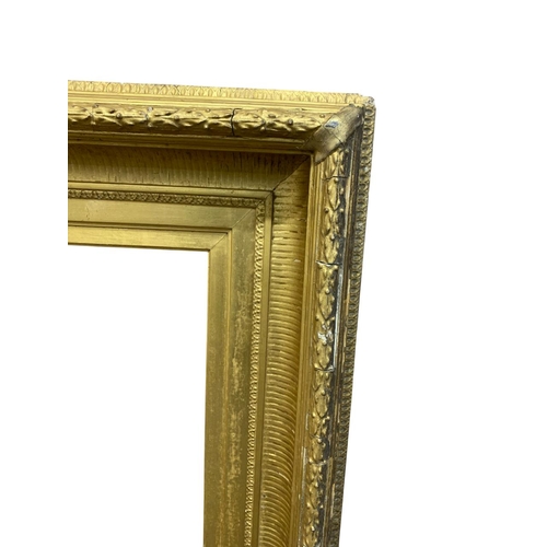 1585 - Very large antique gilt and gesso wooden picture frame, external measurement 125cm x 95cm