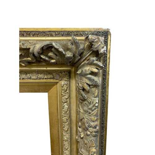 1586 - Very large antique gilt and gesso wooden picture frame, external measurement 115cm x 95cm