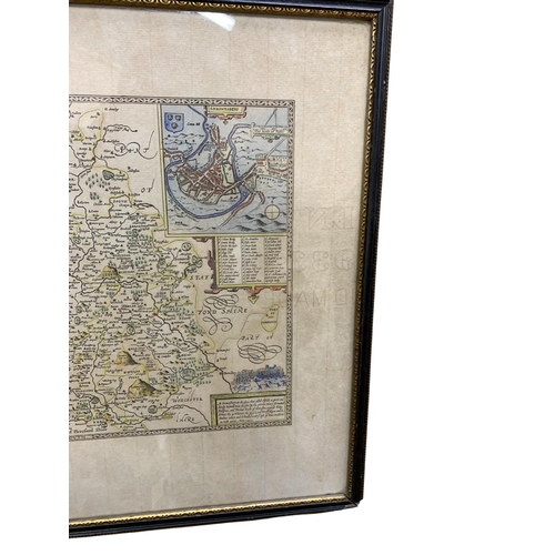 570 - John Speed (1552-1629) hand coloured map of Shropshire, published by Thomas Bassett and Richard Chis... 