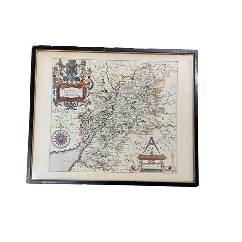 571 - Hand coloured map of Gloucestershire, the map being based on the first survey of the county by Chris... 