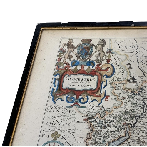 571 - Hand coloured map of Gloucestershire, the map being based on the first survey of the county by Chris... 