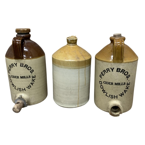 1028 - Collection of antique brown glazed stoneware beer and cider flagons to include Perry Bros, R. White ... 