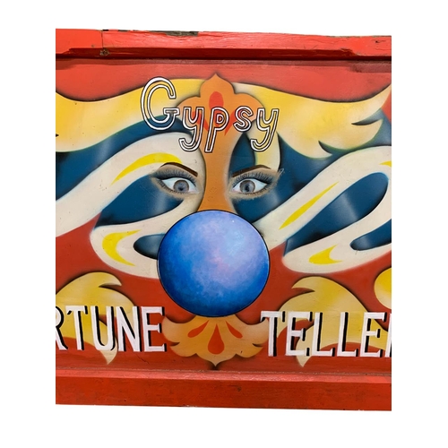 1039 - Vintage 'Gypsy Fortune Teller' wooden fairground sign, having mystic lady and crystal ball hand pain... 