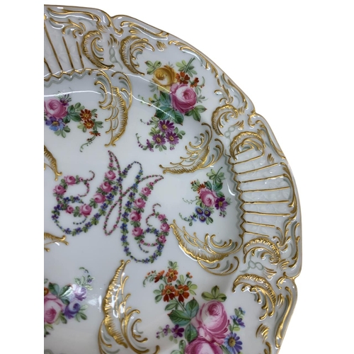 394 - Marie Antoinette salad plate by Andre-Marie Leboeuf, having central floral monogram, raised gilt gro... 