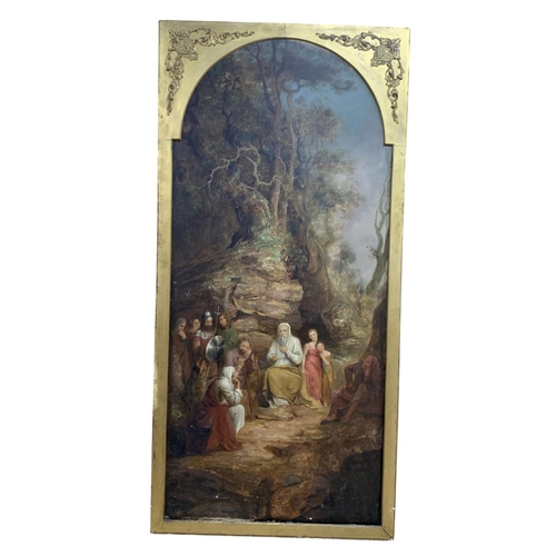 1606 - 19th century Continental school - Elijah and Elisha amongst forest scene, oil on canvas, unsigned, 1... 