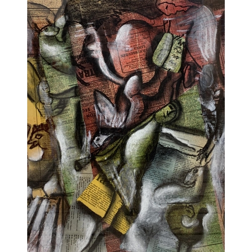 1533 - Raymond Krish (1915-2002) - Mixed Media Collage, signed and dated '83, 41cm x 32cm, framed, exhibite... 