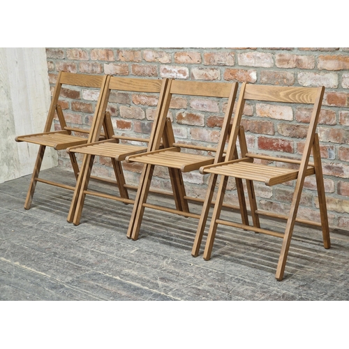 1219 - Set of four teak folding chairs with slatted seats, H 79cm (4)