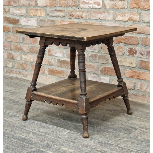 1228 - Charles Lock Eastlake - Victorian aesthetic movement oak side table, H 63cm x W 59cm x D 58cm