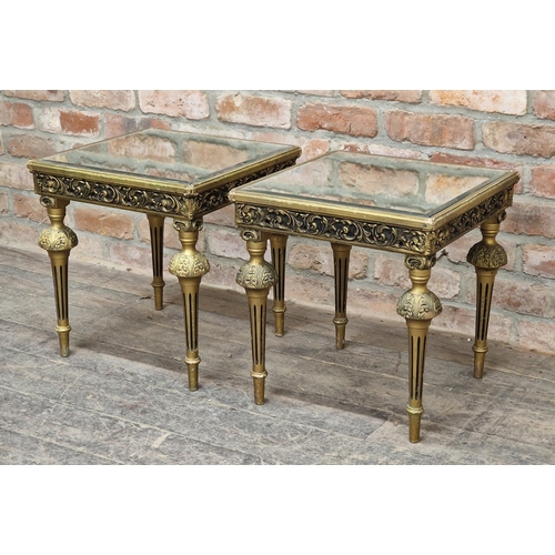 1244 - Pair of contemporary French style gilt side tables with inset bevelled edge glass tops, H 46cm x W 4... 