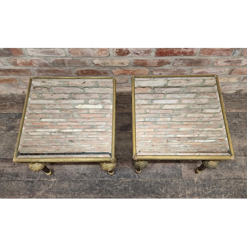 1244 - Pair of contemporary French style gilt side tables with inset bevelled edge glass tops, H 46cm x W 4... 