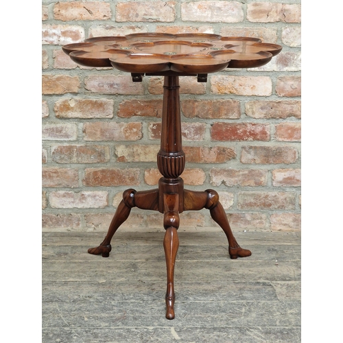 1250 - A reproduction mahogany Isle of Man tilt top table by Victoria Collection, H 77cm x W 68cm