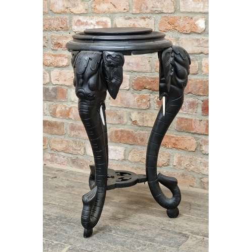 1252 - Anglo-Indian ebonised elephant table, H 74cm x W 46cm