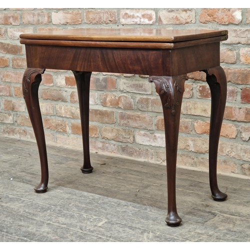 1260 - Georgian mahogany fold over top table, H 73cm x W 81cm x D 41cm