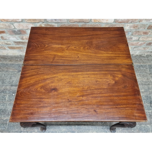 1260 - Georgian mahogany fold over top table, H 73cm x W 81cm x D 41cm