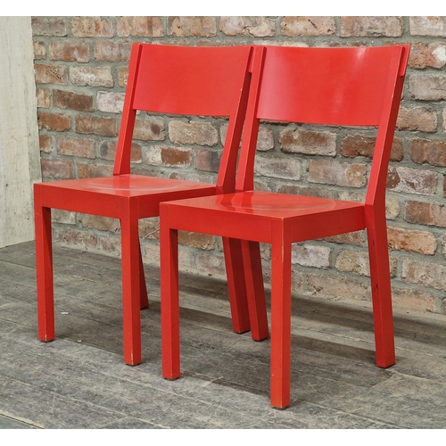 1266 - Pair of vintage Swedish chairs by 'Garsnas' with red paintwork, H 81cm (2)