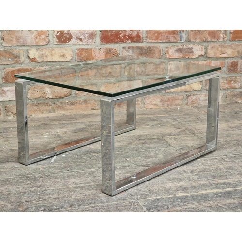 1274 - Three contemporary chrome and glass coffee tables, H 36cm x W 66cm x D 50cm (3)