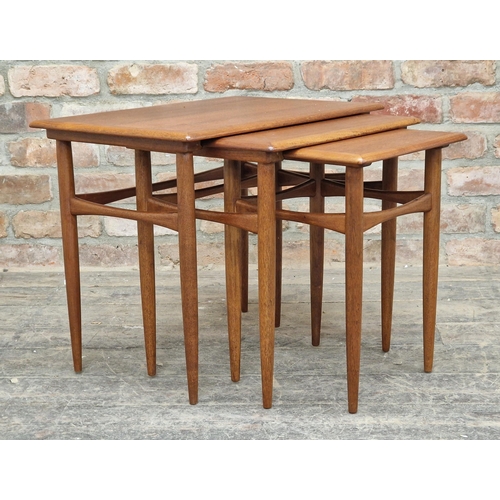 1280 - Kai Kristiansen - Mid century Danish teak nest of tables, H 47cm x W 58cm x D 39cm