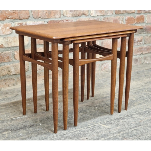 1280 - Kai Kristiansen - Mid century Danish teak nest of tables, H 47cm x W 58cm x D 39cm