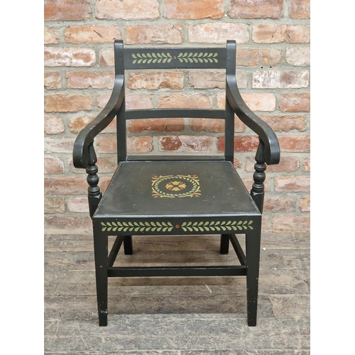 1314 - Antique open armchair with Scandinavian style paintwork, H 88cm x W 64cm x D 51cm