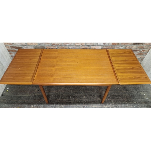 1325 - Mid-century Danish teak extending dining table, H 74cm x W 120cm (210cm extended) x D 80cm