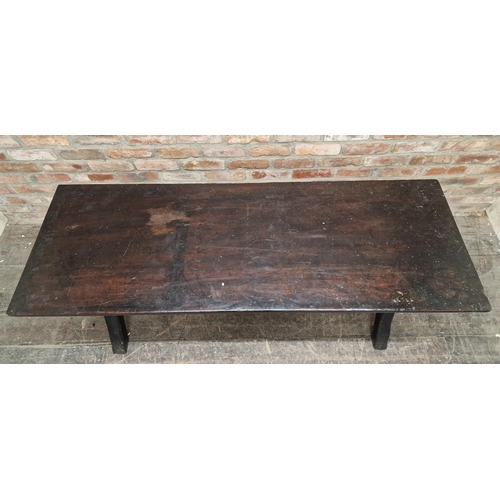 1328 - Antique tavern table, H 73cm x W 161cm x D 57cm