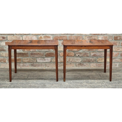 1335 - Alberts Tibro - Pair of Swedish mid century rosewood side tables, H 50cm x W 65cm x D 45cm (2)