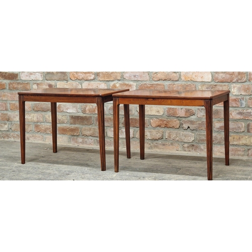 1335 - Alberts Tibro - Pair of Swedish mid century rosewood side tables, H 50cm x W 65cm x D 45cm (2)