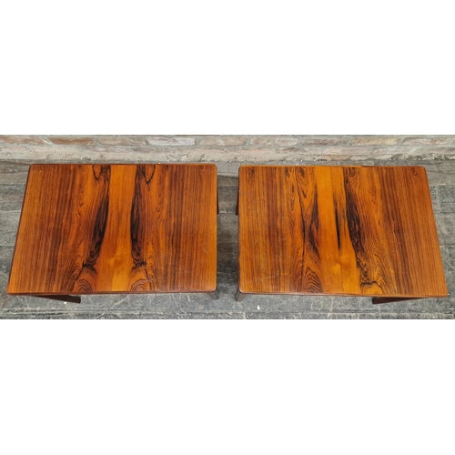 1335 - Alberts Tibro - Pair of Swedish mid century rosewood side tables, H 50cm x W 65cm x D 45cm (2)