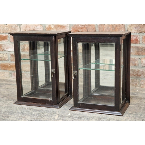 1338 - Pair of antique table top display cabinets, H 49cm x W 35cm x D 28cm (2)