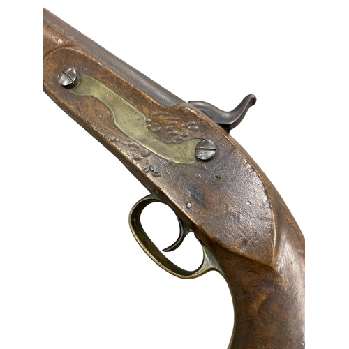 239 - 18th century Georgian flintlock pistol, having original ramrod, L 40cm