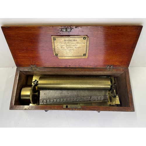 210 - Good late Gerogian walnut cased music box possibly by Francios Lecoultre, stamped 5822, playing four... 