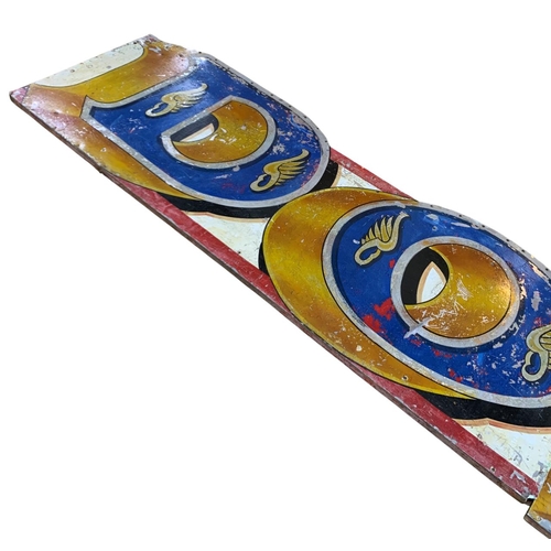 1056 - Fred Fowle (1914-1983) Very large vintage 'Dodgem' hand painted fairground running board, having a w... 