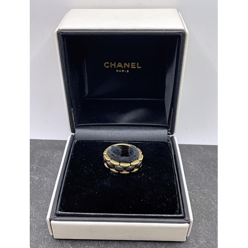 50 - 18ct Chanel 'Ultra T53' black ceramic articulated ring, size O, 11.3g, with orignal box and various ... 