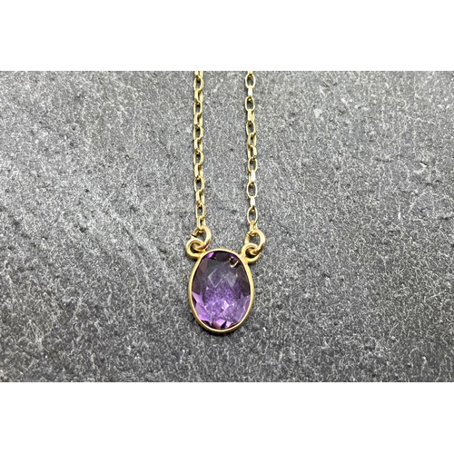 52 - Attractive 9ct amethyst pendant and chain, 2ct approx, 2.2g, 40cm long...