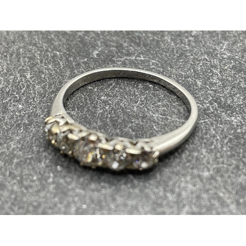 56 - Period platinum diamond five stone ring, .80ct approx of old cut diamonds, size N, 3g