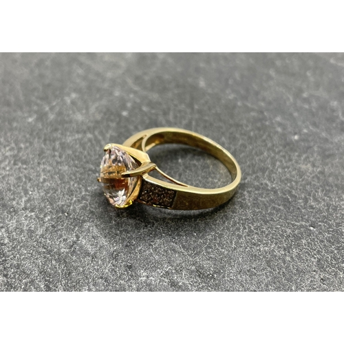 62 - 9ct gold ring set with a single cushion cut mystic quartz, size N, together with another 9ct gold ri... 