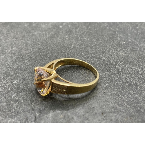 62 - 9ct gold ring set with a single cushion cut mystic quartz, size N, together with another 9ct gold ri...