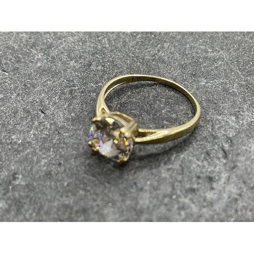 62 - 9ct gold ring set with a single cushion cut mystic quartz, size N, together with another 9ct gold ri...