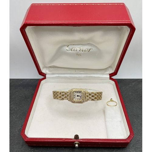 12 - Cartier 'Panthere de Cartier' ladies 18k and diamond dress watch, 18mm case, champagne dial, 18k bri... 