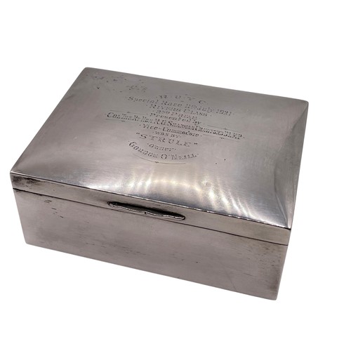 116 - 1920s presentation silver cigar box with inscription 'RUYC, Special Race 11th July 1921, Rivers Clas... 