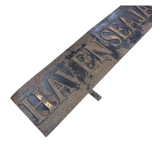 1024 - Large vintage 'HAVEN SEAJACK 2' cast iron sign, taken from a modular jack up ocean barge, 202cm x 38... 