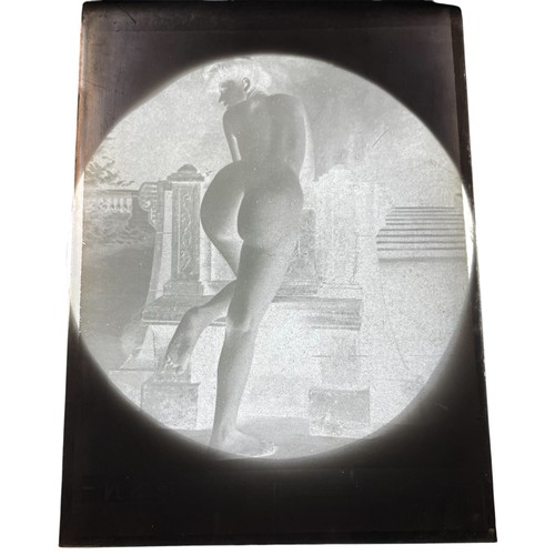 175 - Mixed quantity of antique glass negative slides depicting nude women, some performing unspeakable ac... 