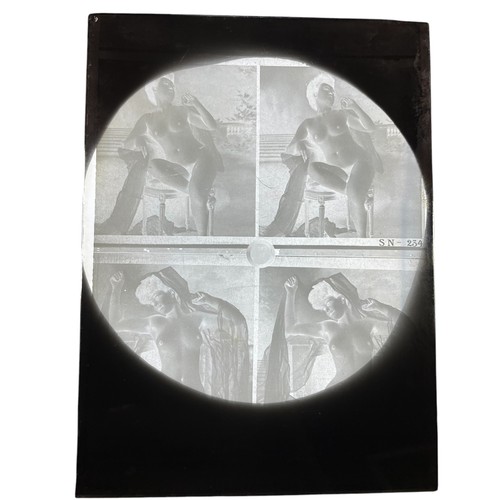 175 - Mixed quantity of antique glass negative slides depicting nude women, some performing unspeakable ac... 