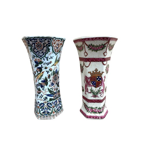 284 - Quantity of Oriental and similar ceramics to include a pair of black ground twin handled floral vase... 