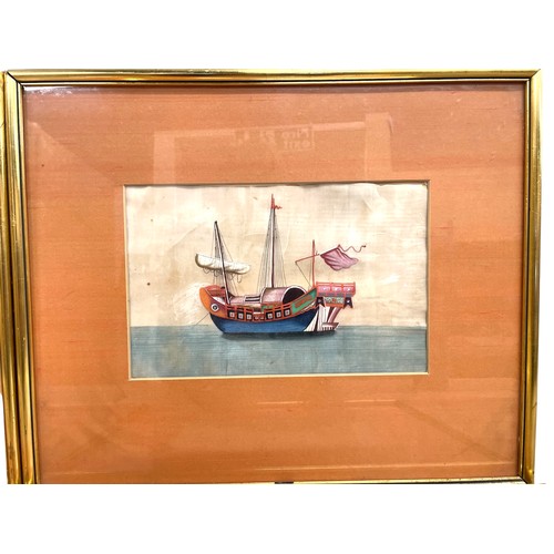 1544 - 19th Century Chinese School - A set of four paintings of junk ships on water, unsigned, gouache on r... 