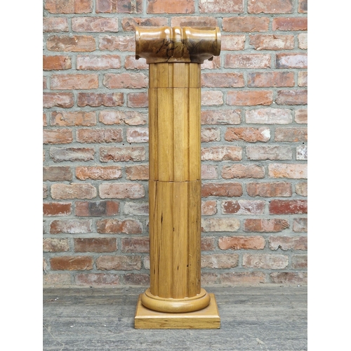 1346 - Contemporary yew wood sectional Ionic column pedestal